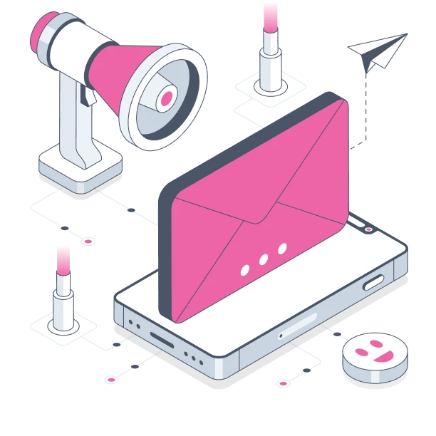 A visualization of the Flamingo platform automating marketing workflows.