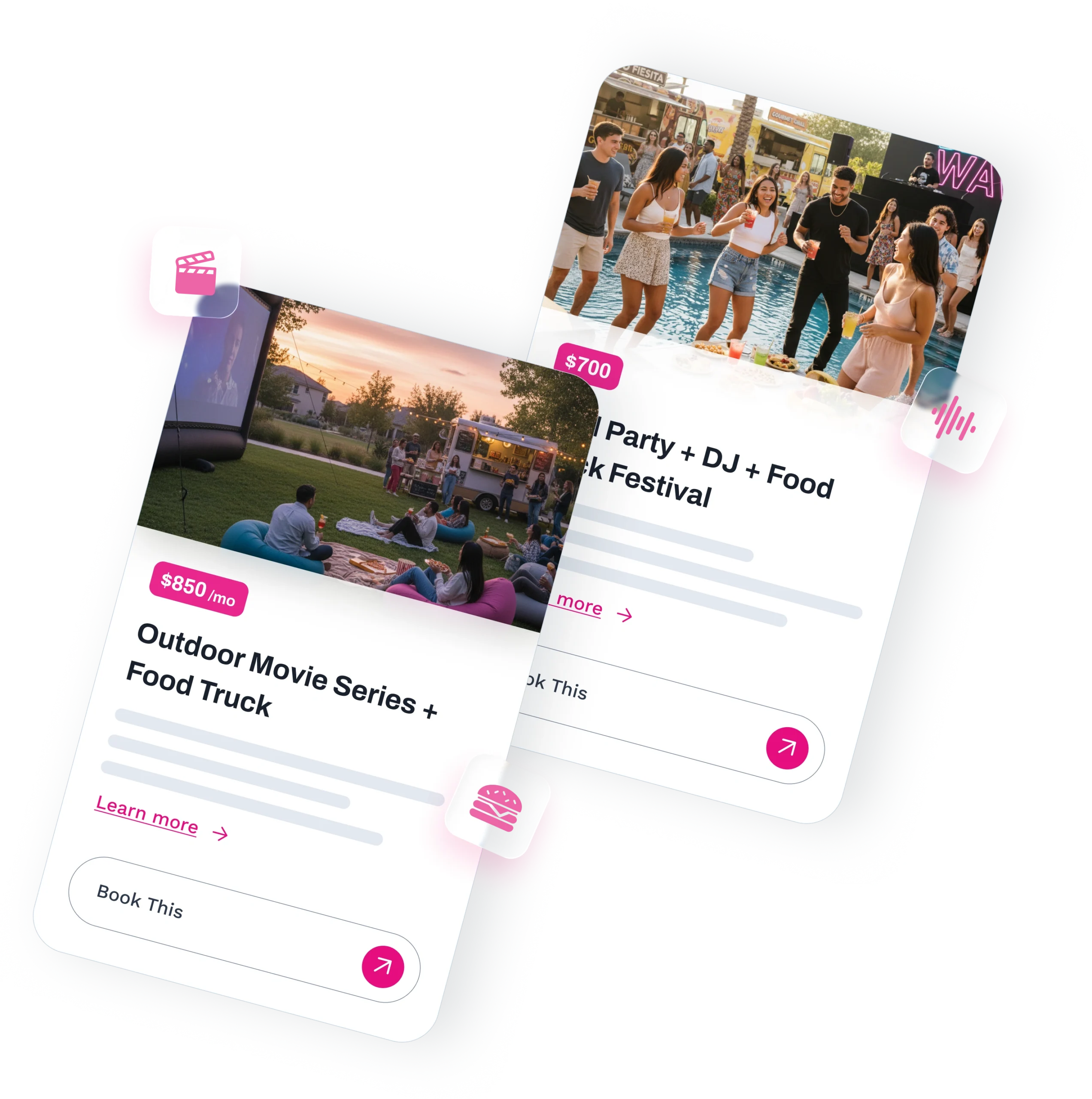 Flamingo Resident Events summer offer packages, such as - outdoor movie + food truck