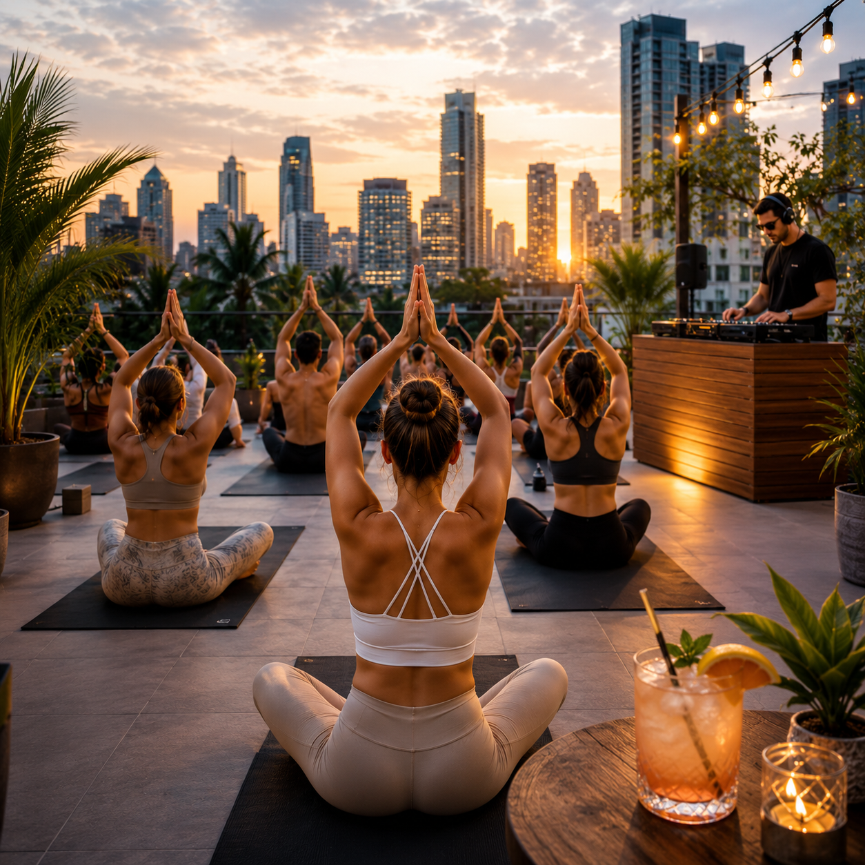 Enjoy a refreshing yoga session, a delicious brunch, and live DJ entertainment.