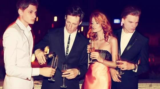 Guests enjoying drinks at a casino night resident event