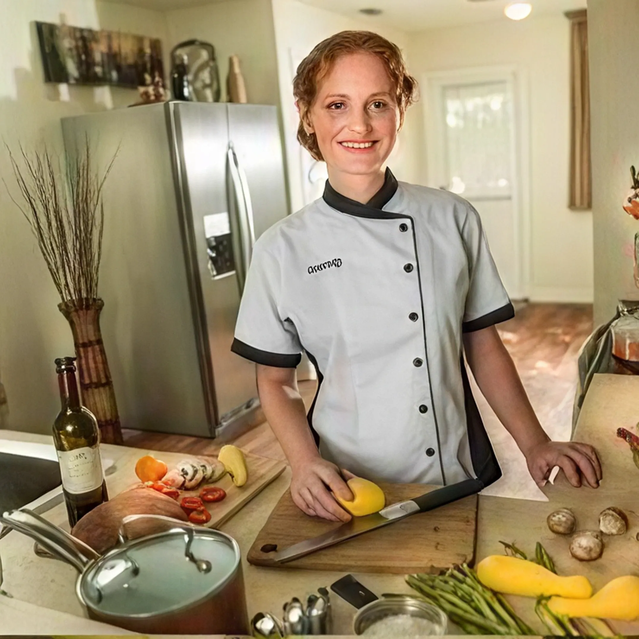 Professional chef preparing fresh ingredients during a cooking class for apartment community resident events.