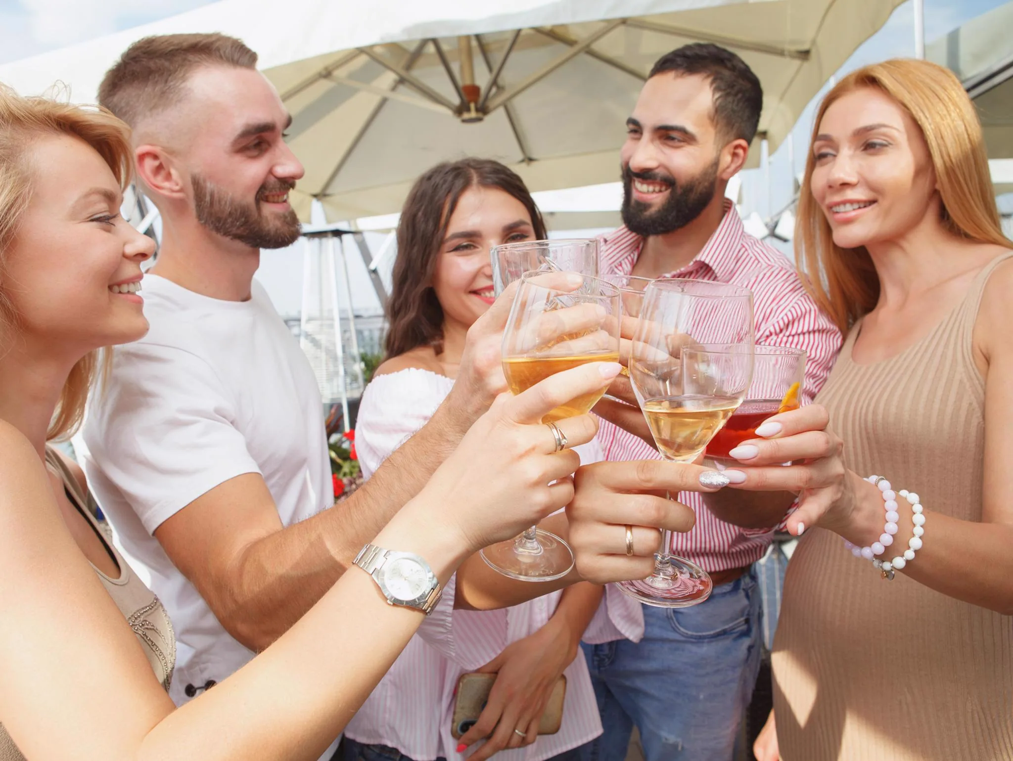 Resident community event with neighbors raising glasses together