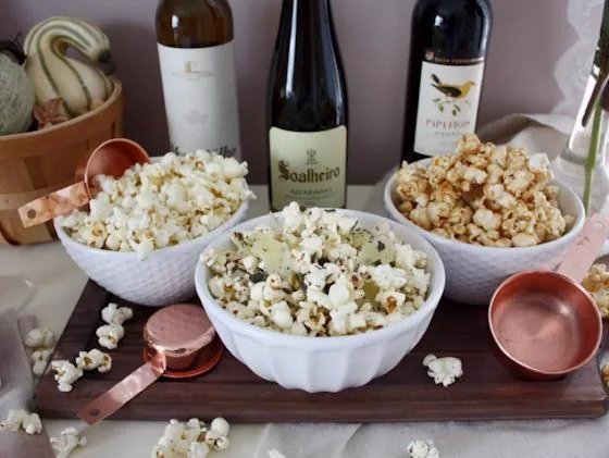 Popcorn and prosecco prepared for a resident movie night