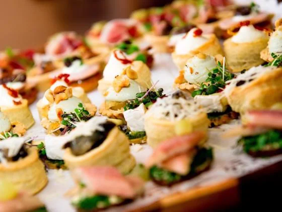 Assorted appetizers served at a holiday pop-up meal