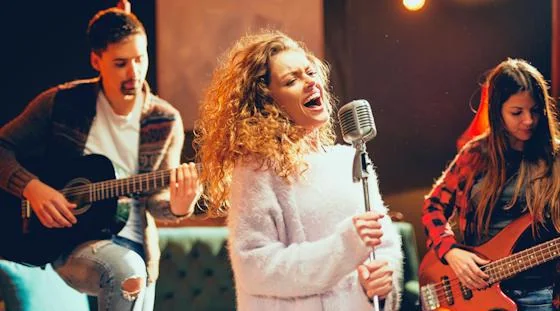 Live band performing classic rock music at a resident event
