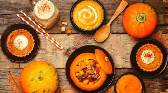 Seasonal pumpkin dishes prepared for a pumpkin cooking class