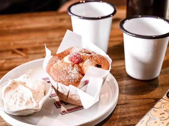 Coffee and fresh muffin breakfast for apartment community residents