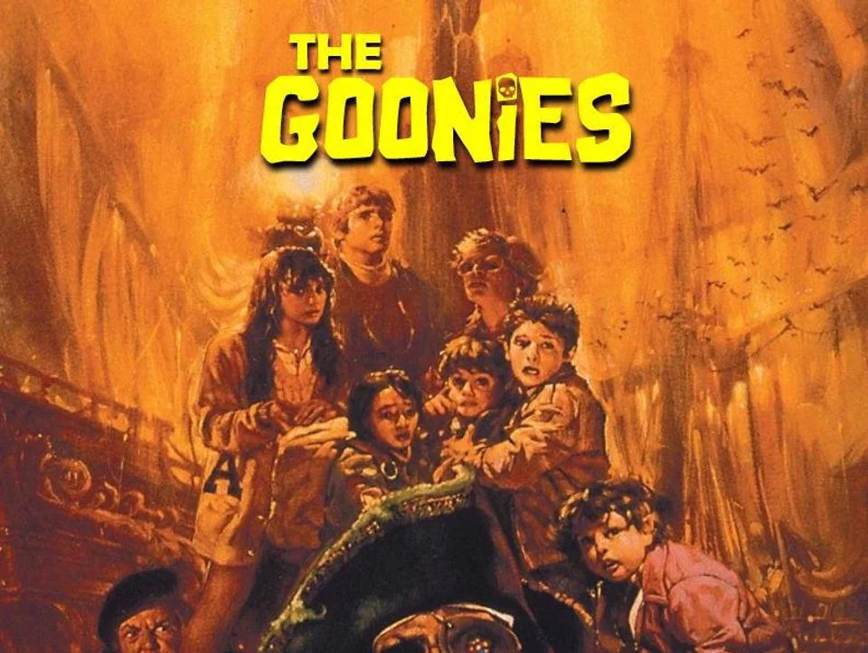 The Goonies movie poster featuring the young treasure-hunting adventure team
