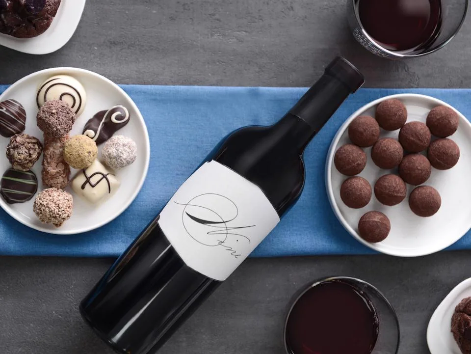 Wine and chocolates arranged for a tasting event